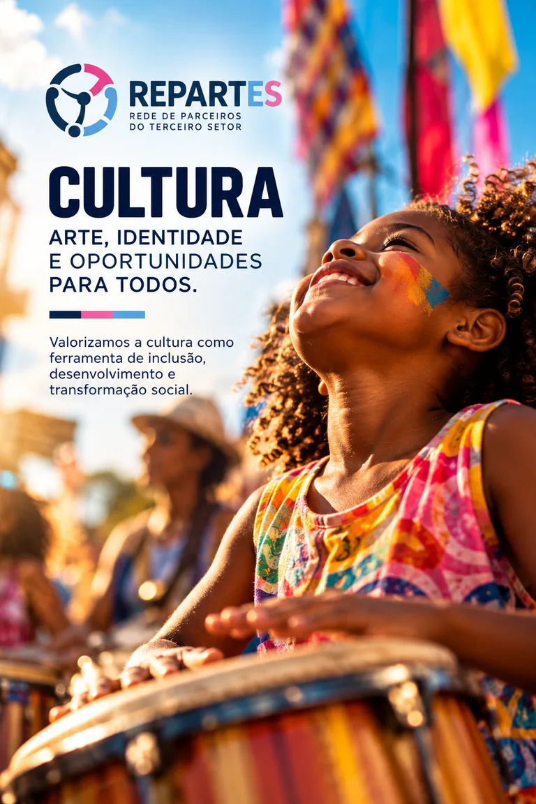 Cartaz REPARTES: Cultura — arte, identidade e oportunidades para todos