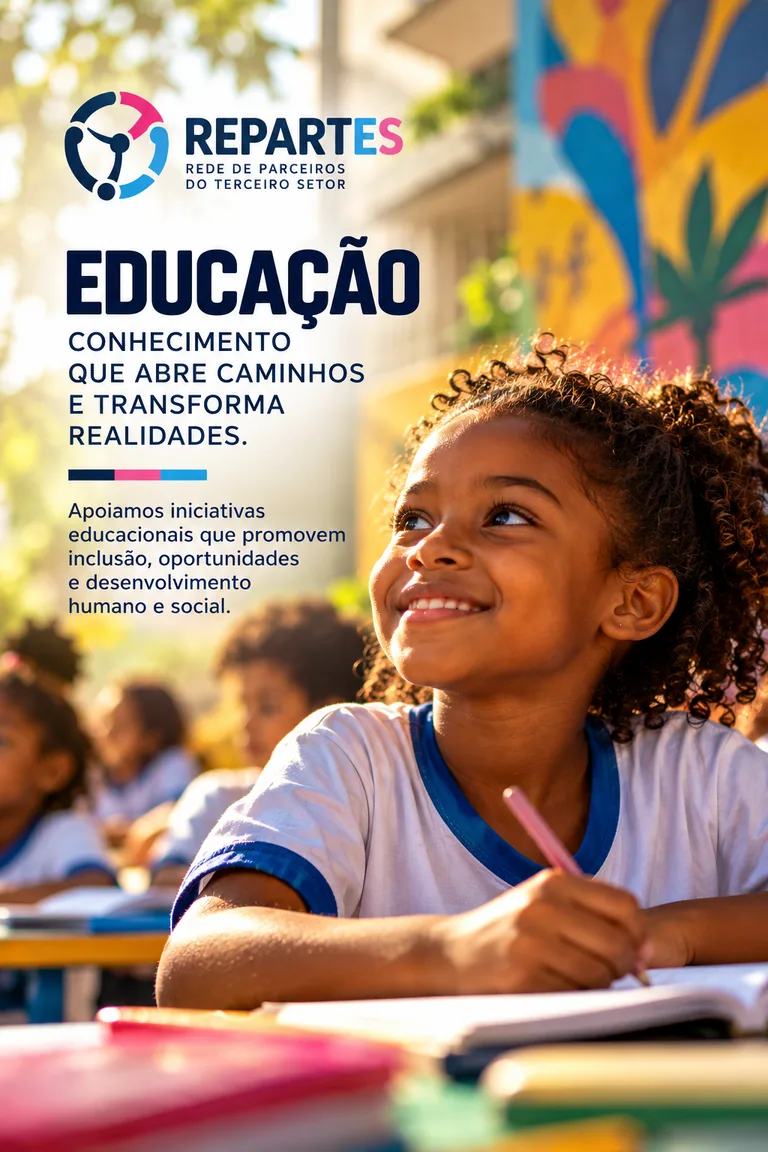 Cartaz REPARTES: Educação — conhecimento que abre caminhos