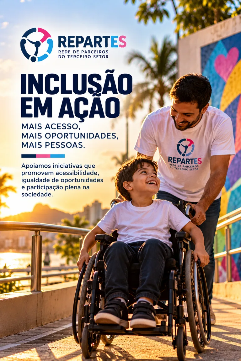 Cartaz REPARTES: Inclusão em ação — mais acesso, mais oportunidades